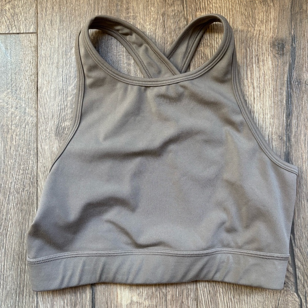 PARAGON Women's Taupe High Neck Criss Cross Back Sports Bra Small - Picture 7 of 7